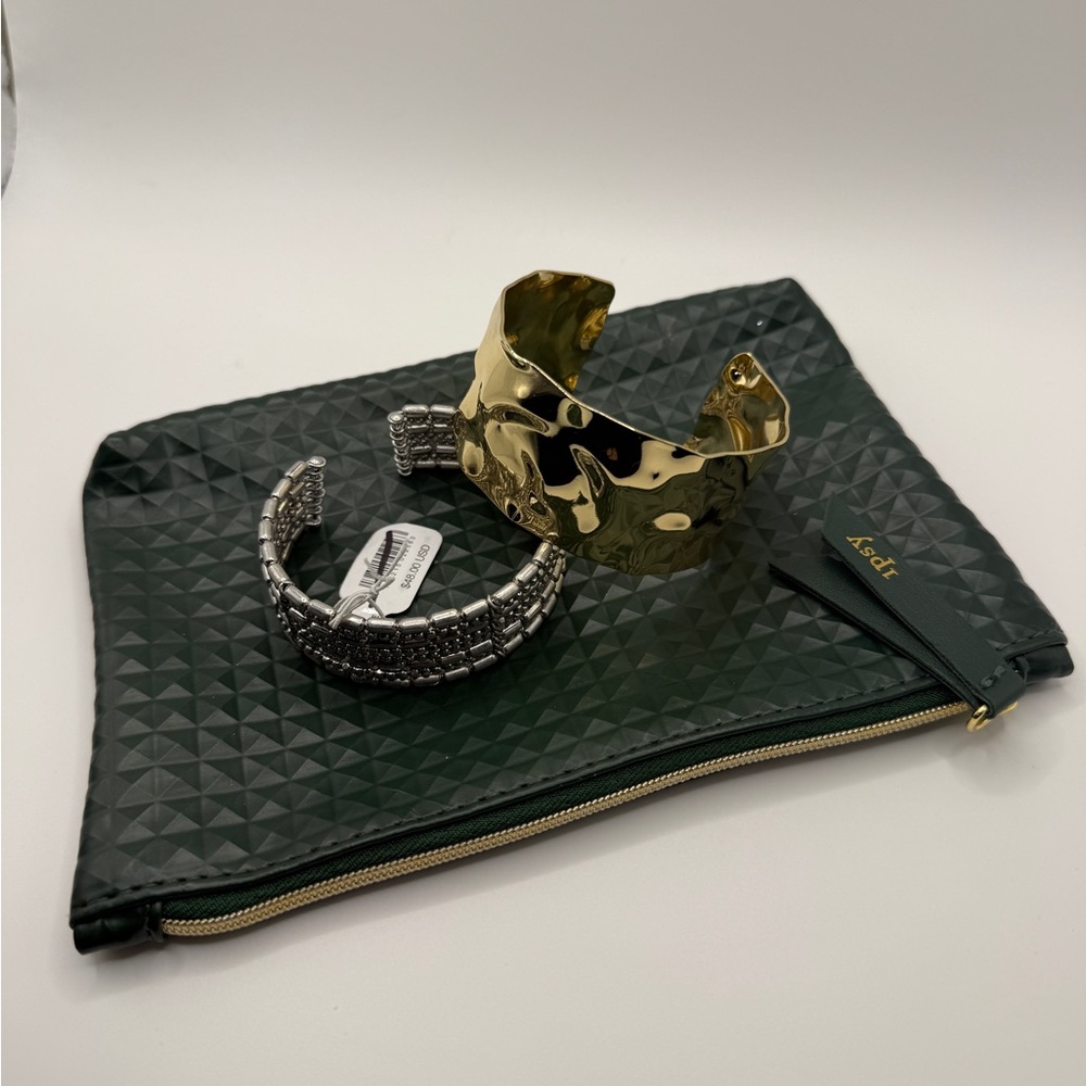 Gold & Silver Statement Cuffs + Ipsy Pouch Bundle